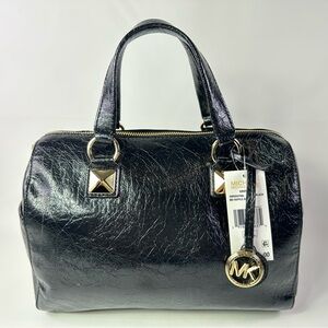 Michael Kors Black Satchel with Gold Accents